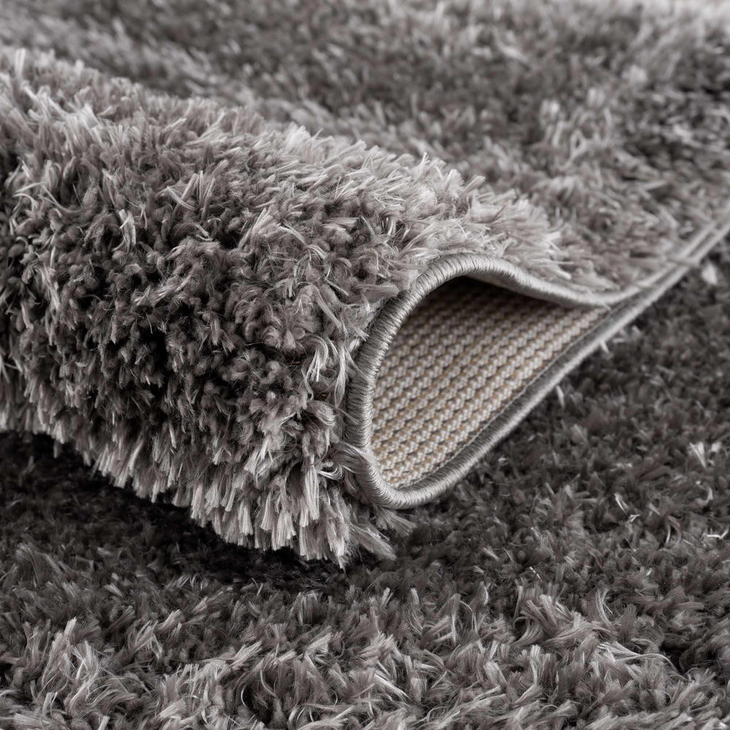 Faina Solid Dark Gray Shag Rug Washable