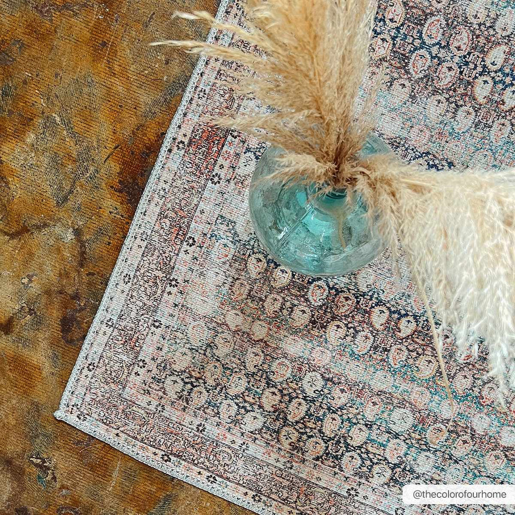 Rust Maligaya Distressed Washable Area Rug Champagne Themis