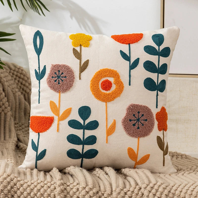 Flower Embroidery Throw Pillow Cover Copper Pallas