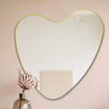 26 Inch Irregular Heart Wall Mirror For Home Decor Peach Maple