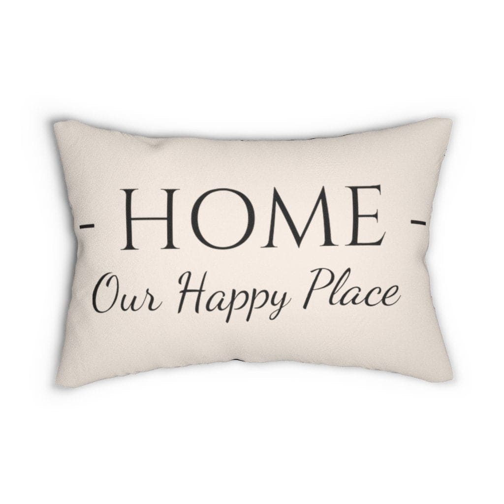 Decorative Lumbar Throw Pillow - Home our Happy Place - Beige Black Grey Coco