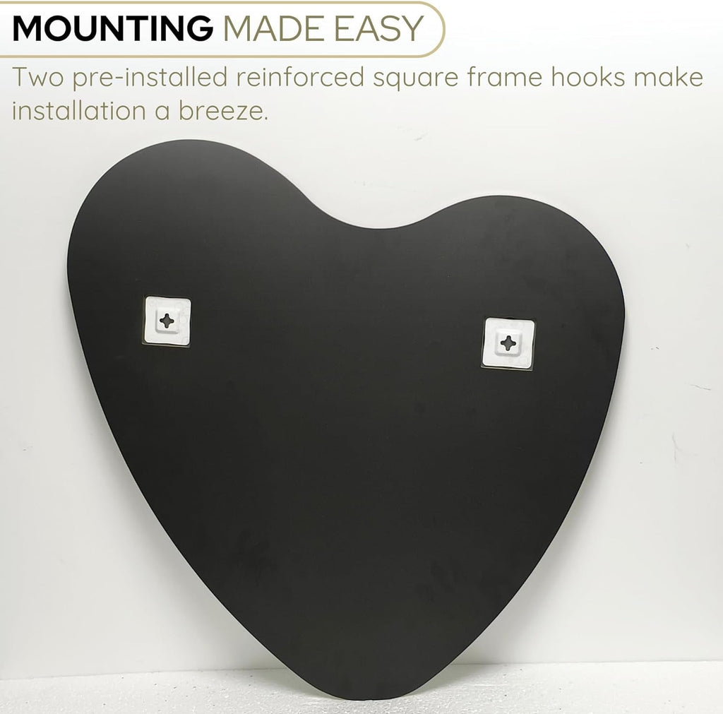 26 Inch Irregular Heart Wall Mirror For Home Decor Peach Maple