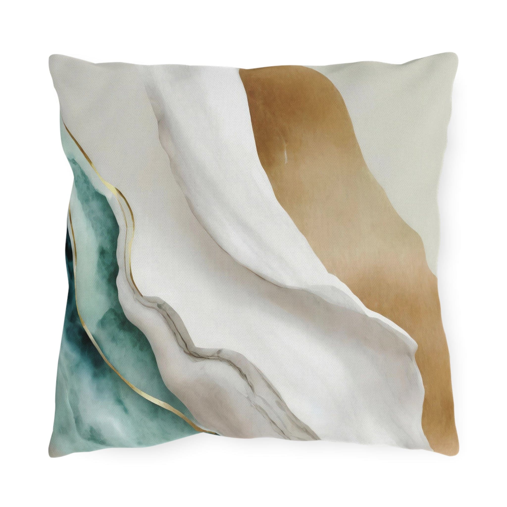 Decorative Indoor/outdoor Throw Pillow - Cream White Green Marble