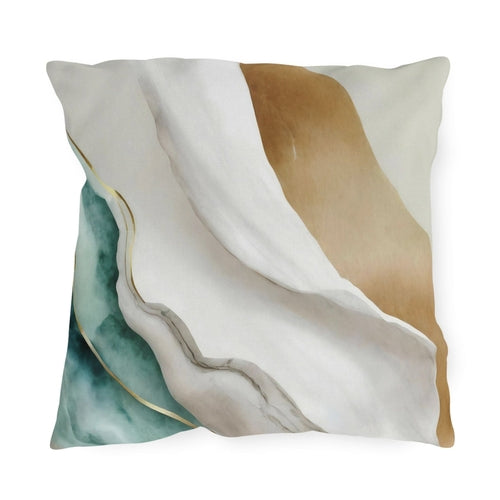 Decorative Indoor/outdoor Throw Pillow - Cream White Green Marble