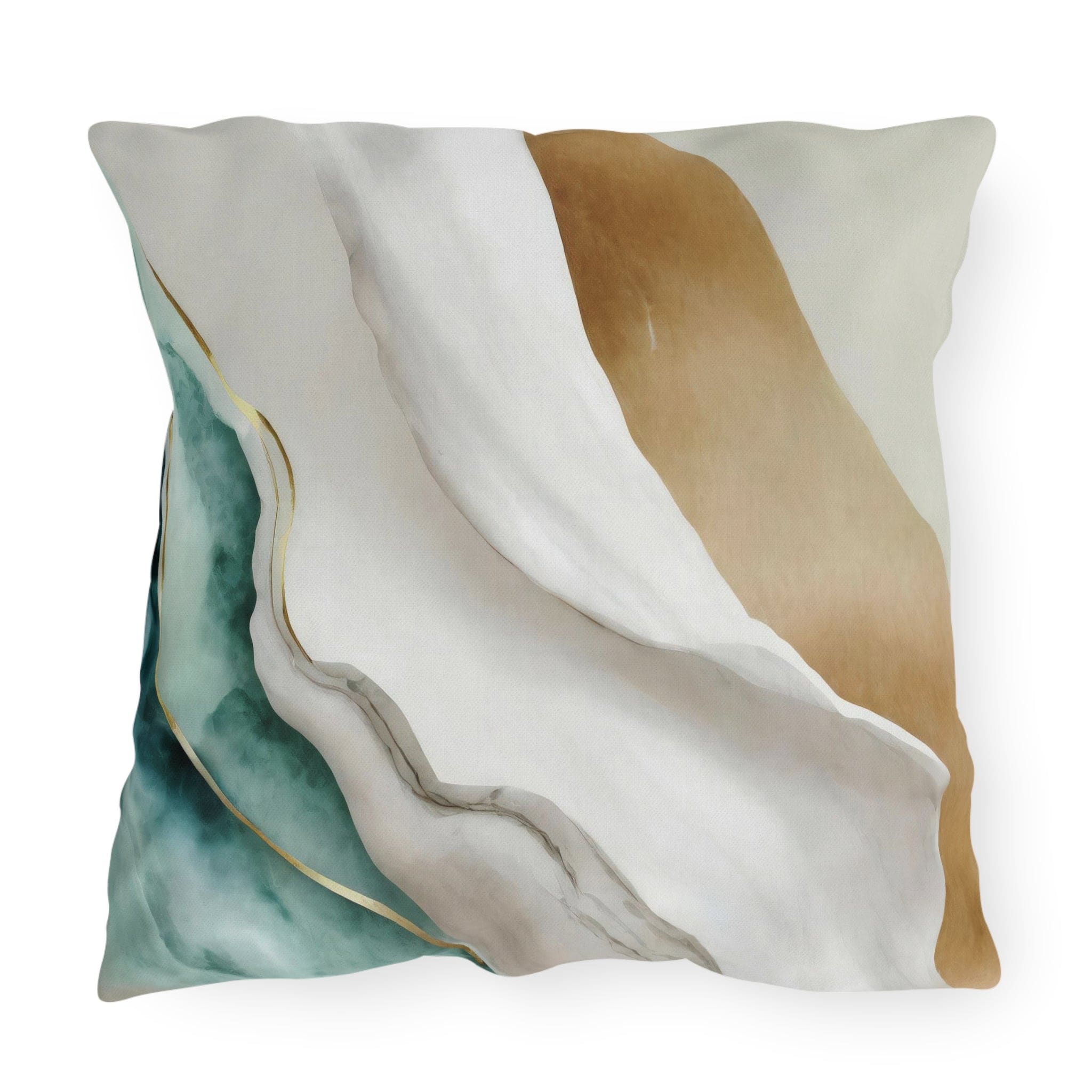 Decorative Indoor/outdoor Throw Pillow - Cream White Green Marble