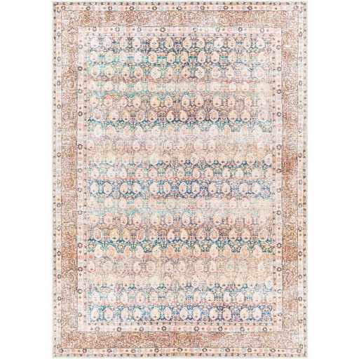Rust Maligaya Distressed Washable Area Rug Champagne Themis