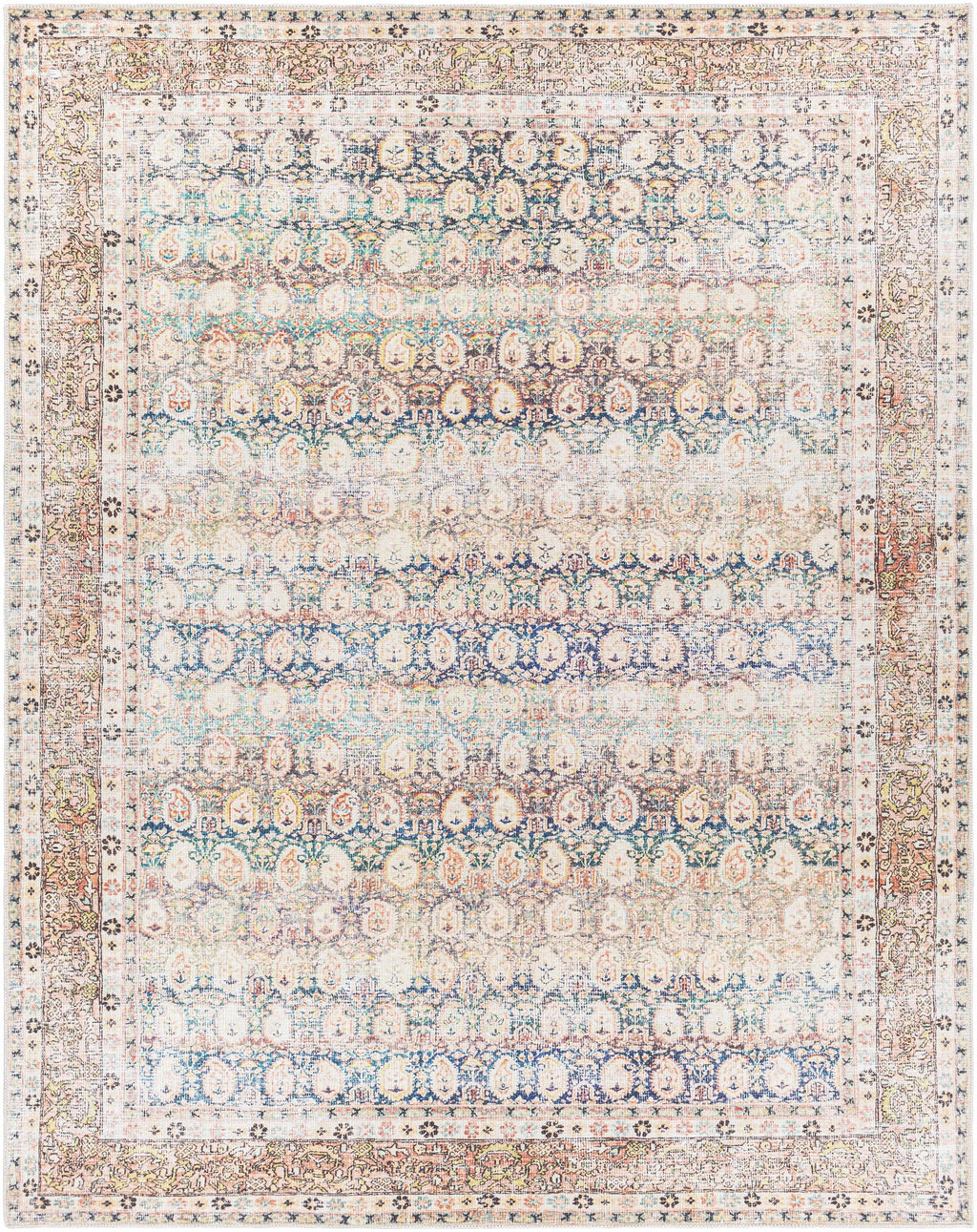 Rust Maligaya Distressed Washable Area Rug Champagne Themis