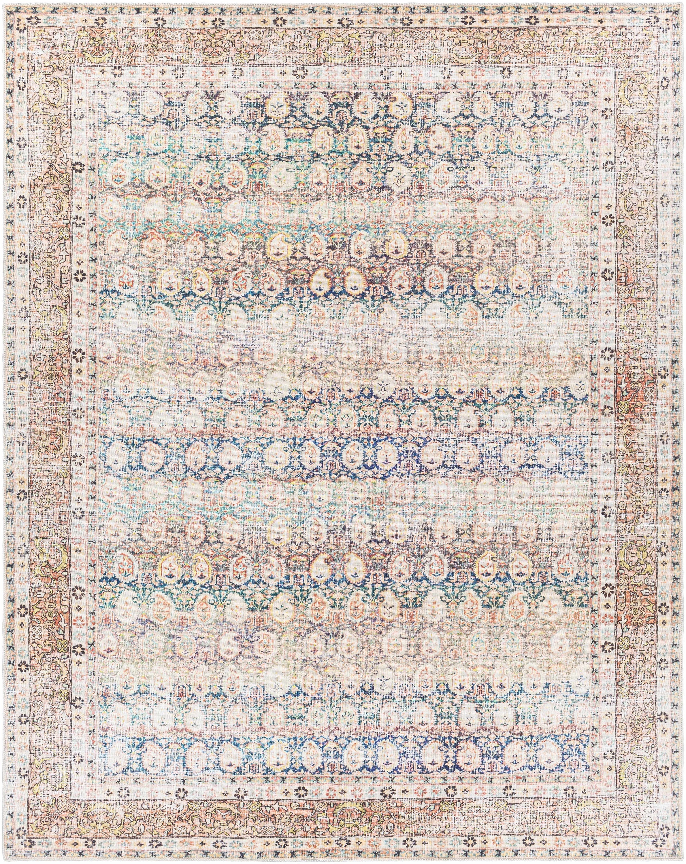 Rust Maligaya Distressed Washable Area Rug Champagne Themis