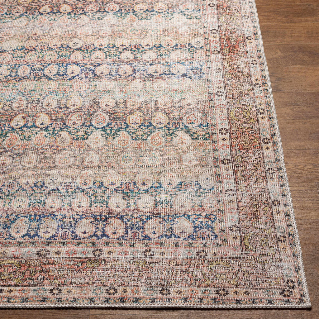 Rust Maligaya Distressed Washable Area Rug Champagne Themis