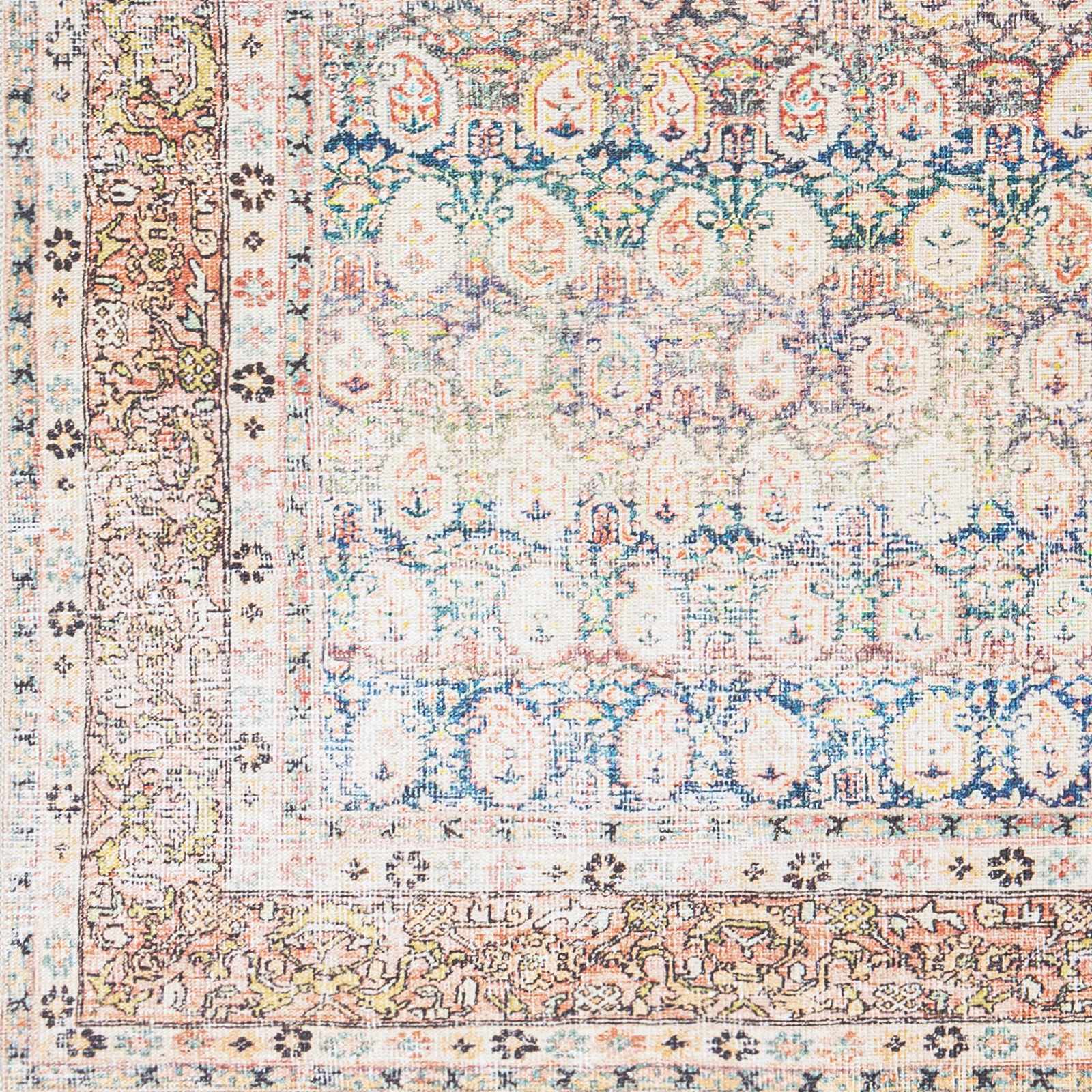 Rust Maligaya Distressed Washable Area Rug Champagne Themis