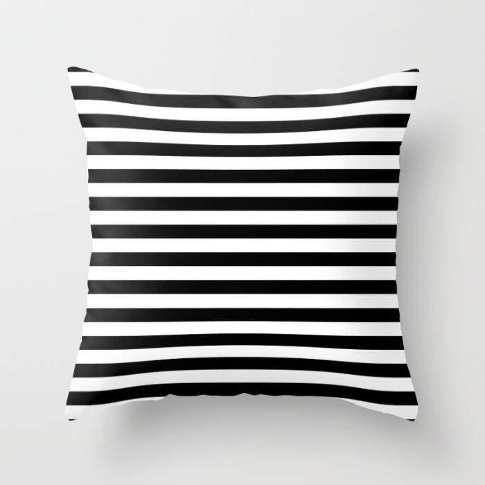 Modern Black White Stripes Monochrome Pattern Pillow Scorpius